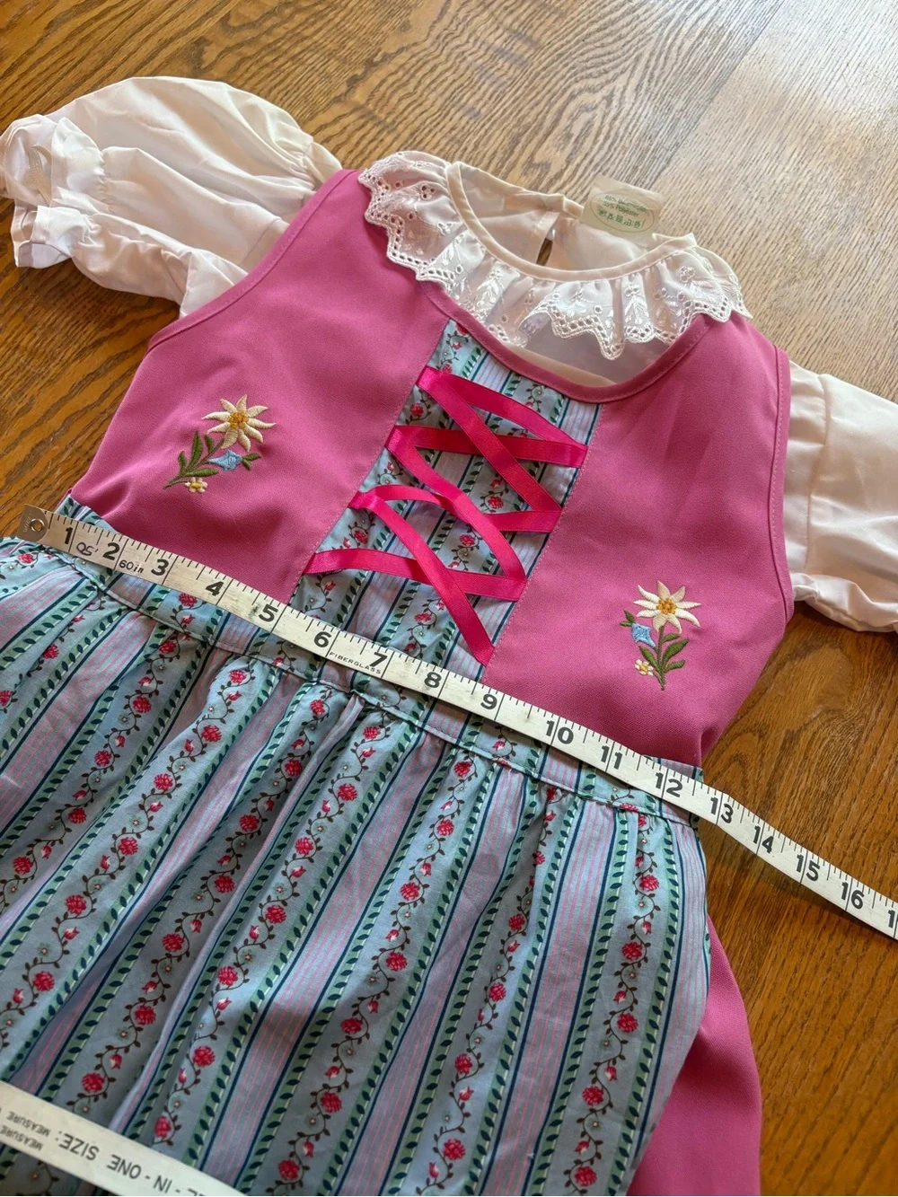Schrammel Girl’s Austrian Dress Dirndl Pink Blue White Appx size 6X